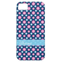 Pink Retro Flower Pattern Name Case-mate iPhone 5 iPhone 5 Cover