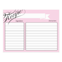 Pink Retro Recipe Card Post Card