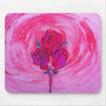 Pink retro roses mouse pad