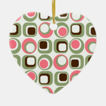 Pink Retro Squares & Circles Ornament