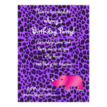 Pink rhino purple leopard pattern invite
