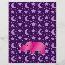 Pink rhino purple stars and moons