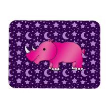Pink rhino purple stars and moons