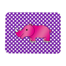 Pink rhino purple white polka dots