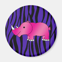Pink rhino purple zebra stripes refrigerator magnets