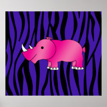 Pink rhino purple zebra stripes print