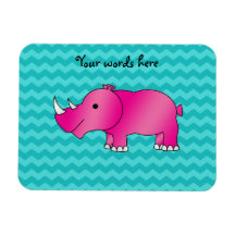 Pink rhino turquoise chevrons flexible magnet