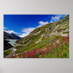Pink Rhone Glacier cuts through the Burnese Alps f Print