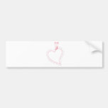Pink Ribbon and Heart for Weddings Bumper Stickers