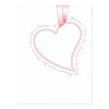 Pink Ribbon and Heart for Weddings Postcard
