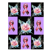Pink Ribbon and Lavender flower for Breast Cancer Post Card
