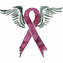 pink ribbon and wings ornament photo sculpture