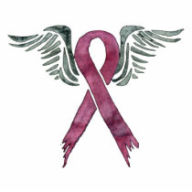 pink ribbon and wings sculputr keychain cut out