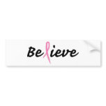 Pink Ribbon: Believe Bumper Stickers