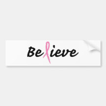 Pink Ribbon: Believe Bumper Stickers