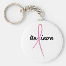 Pink Ribbon: Believe Keychain