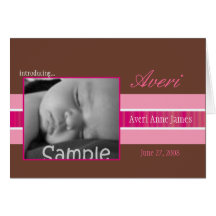 Pink Ribbon Birth Announcement Greeting Card