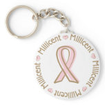 Pink Ribbon Breast Cancer Name Millicent keychains
