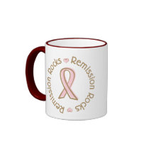 Pink Ribbon Breast Cancer Remission Rocks Coffee Mugs