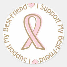 Pink Ribbon Breast Cancer Support Best Friend Round Stickers