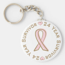 Pink Ribbon Breast Cancer Survivor 24 Years Key Chains