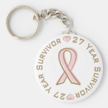 Pink Ribbon Breast Cancer Survivor 27 Years Key Chain