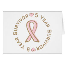 Pink Ribbon Breast Cancer Survivor 5 Years Card