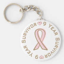 Pink Ribbon Breast Cancer Survivor 9 Years Key Chain