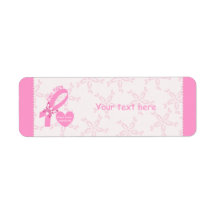 Pink Ribbon Breast cancer survivor & pink border Return Address Labels