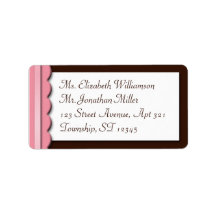 Pink Ribbon Brown Border Address Labels