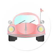 Pink Ribbon Bug Round Stickers