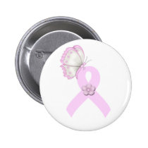 Pink Ribbon Butterfly buttons