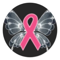 Pink Ribbon BUTTERFLY Stickers