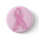 Pink ribbon button badge for breast cancer awarene