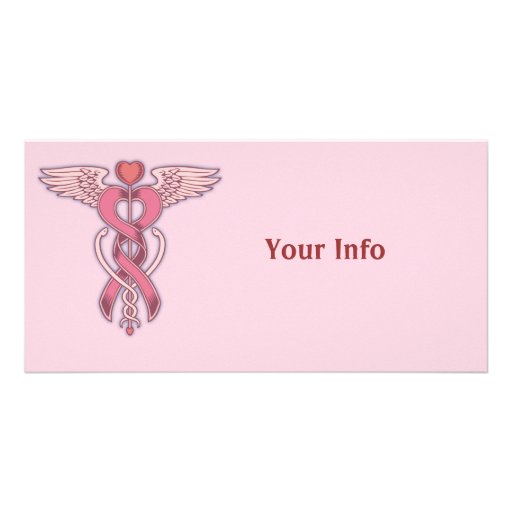 Pink Ribbon Caduceus Photo Cards