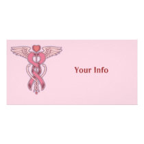 Pink Ribbon Caduceus Photo Cards