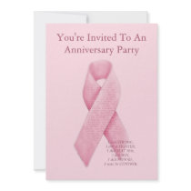 Pink Ribbon Cancer Free Anniversary Invitation