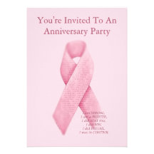 Pink Ribbon Cancer Free Anniversary Invitation