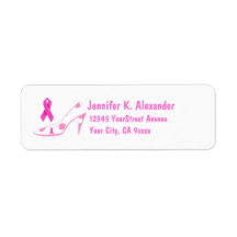 Pink Ribbon Cure High Heel Shoe Return Address Label