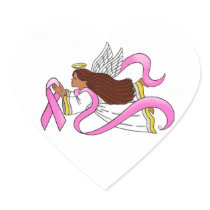 "Pink Ribbon" Ethnic Awareness Angel Heart Stickers
