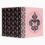 Pink Ribbon Fleur de lis Binders