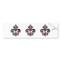 Pink Ribbon Fleur de lis Bumper Stickers