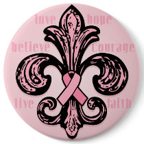 Pink Ribbon Fleur de lis