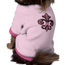 Pink Ribbon Fleur de lis Pet Clothes