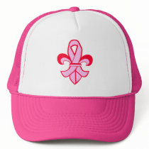 Pink Ribbon Fleur de Lis Hats