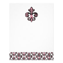 Pink Ribbon Fleur de lis Letterhead Template