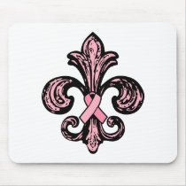 Pink Ribbon Fleur de lis Mouse Pads