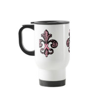 Pink Ribbon Fleur de lis Mug