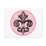 Pink Ribbon Fleur de lis Post Card