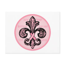 Pink Ribbon Fleur de lis Post Card